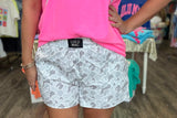 White camo Lulu Mac shorts