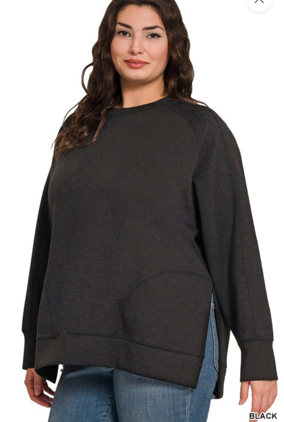 Scuba pullover with slits